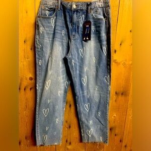Super‎ High Rise Slim Straight Women’s 13 Heart Blue Jeans Cropped NWT